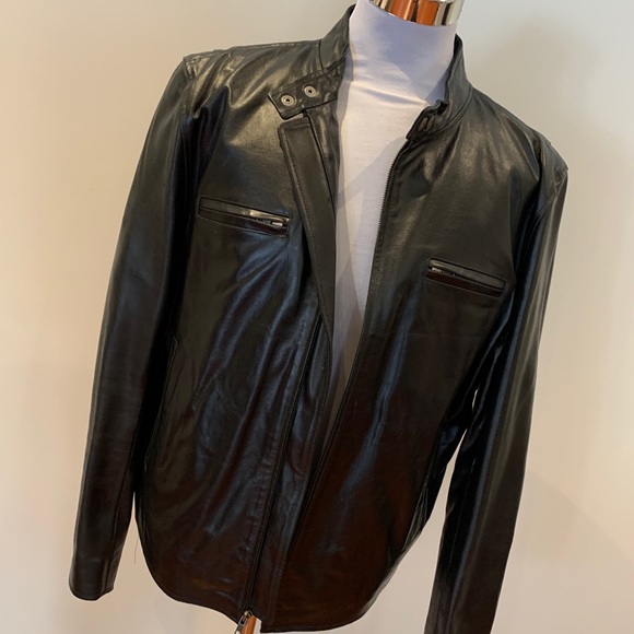 Men’s Black Tommy Hilfiger leather jacket - Picture 1 of 5
